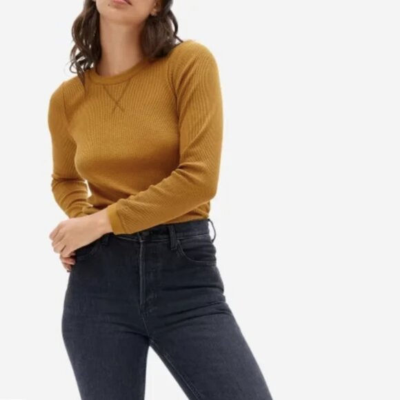 Everlane Tops - Everlane mustard yellow the organic cotton waffle thermal long sleeve tee